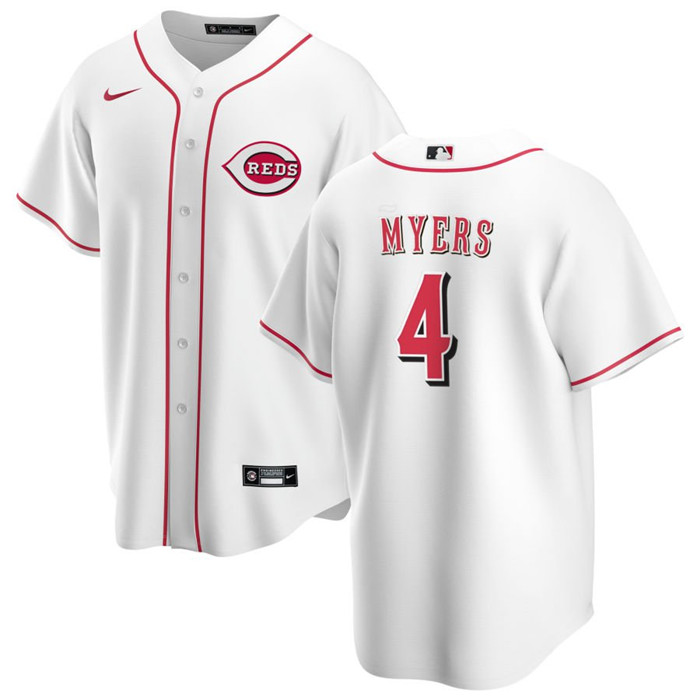 Men's Cincinnati Reds #4 Wil Myers White Cool Base Stitched Baseball Jersey